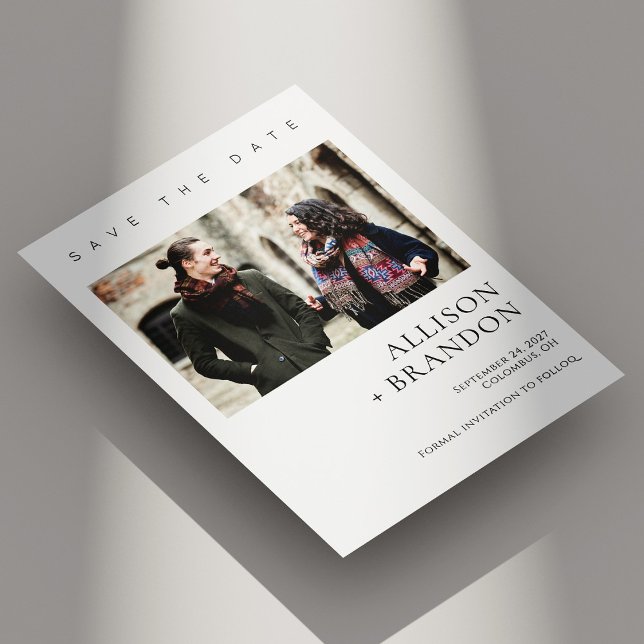 Reserva La Fecha Elegante foto de boda (Elegant Minimalist Photo Save the Date Card Personalized)