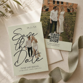 Reserva La Fecha Elegante Foto de Boda con Letra Manuscrita