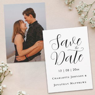 Reserva La Fecha Elegante Foto de Boda con Letra Moderna