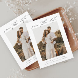 Reserva La Fecha Elegante Foto de Boda con Letra Script