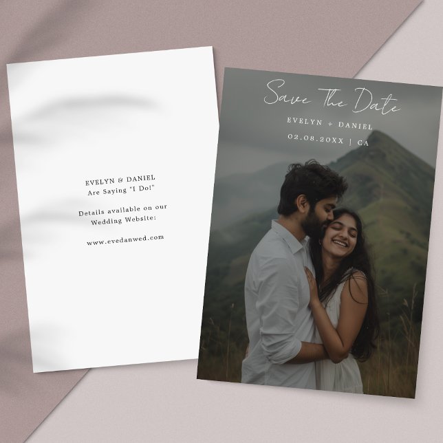 Reserva La Fecha Elegante foto de boda con superposición en blanco  (Subido por el creador)