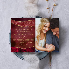 Reserva La Fecha Elegante foto de Boda de Borgoña y Agate de Oro