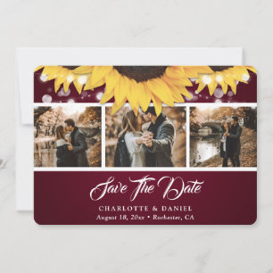 Reserva La Fecha Elegante foto de boda de girasol de Borgoña