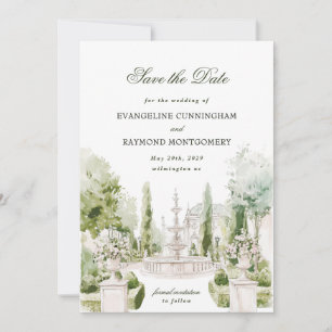 Reserva La Fecha Elegante foto de boda de jardín en mansión con acu