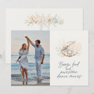 Reserva La Fecha Elegante Foto de Boda de Playa con Conchas Save th