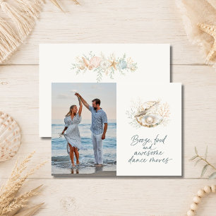 Reserva La Fecha Elegante Foto de Boda de Playa con Conchas Save th