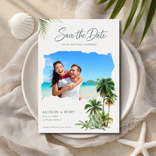 Reserva La Fecha Elegante foto de boda de playa para guardar la fec