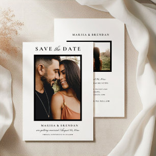 Reserva La Fecha Elegante foto de boda en blanco y negro a dos cara
