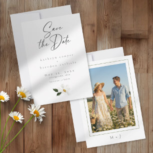 Reserva La Fecha Elegante foto de boda minimalista con acuarela de 