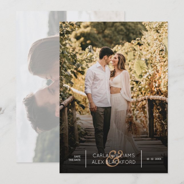 Reserva La Fecha Elegante Foto De Boda Moderna Guardar La Fecha (Anverso / Reverso)