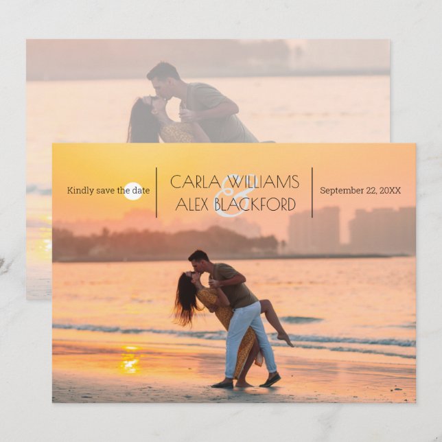 Reserva La Fecha Elegante Foto De Boda Moderna Guardar La Fecha (Anverso / Reverso)