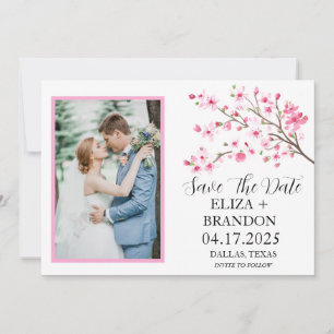 Reserva La Fecha Elegante foto de flores de cerezo rosa