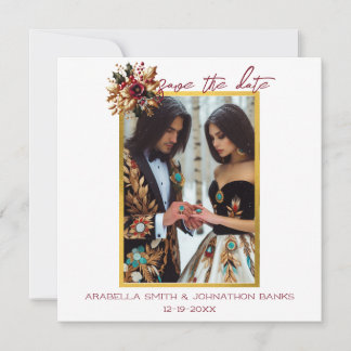 Reserva La Fecha Elegante foto de la boda de la hoja de oro salva l