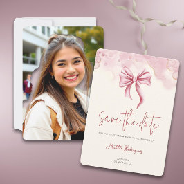 Reserva La Fecha Elegante foto de Quinceañera en color rosa