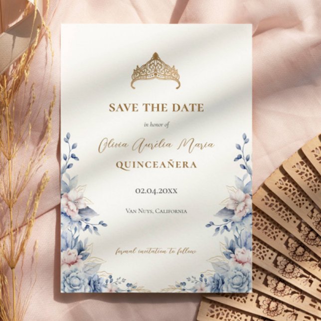 Reserva La Fecha Elegante foto de Tiara Floral Quinceañera (Subido por el creador)