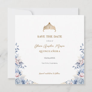 Reserva La Fecha Elegante foto de Tiara Floral Quinceañera