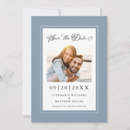 Reserva La Fecha Elegante Foto Dusty Blue Save The Date Compromiso