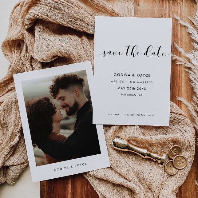 Reserva La Fecha Elegante foto en blanco y negro (Subido por el creador)