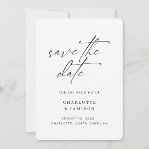 Reserva La Fecha Elegante Foto en Blanco y Negro con Letra Minimali
