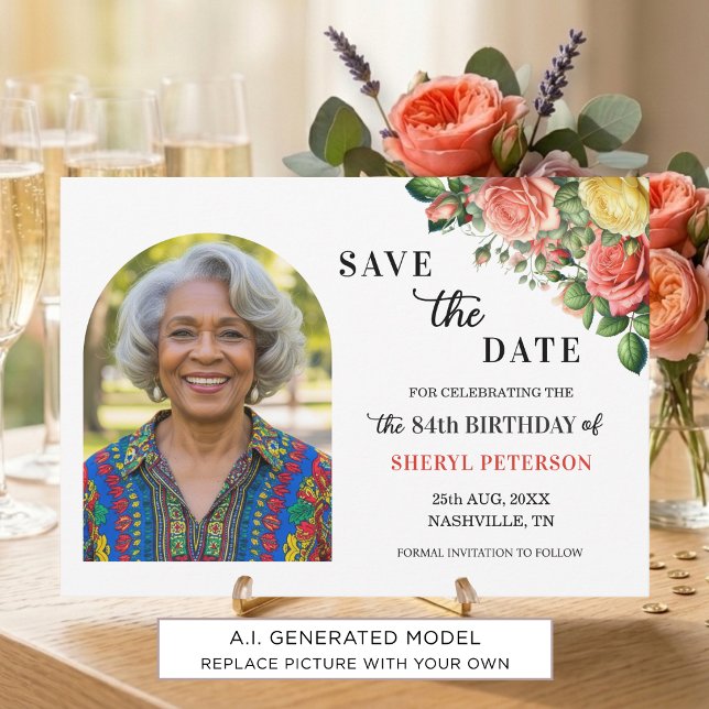 Reserva La Fecha Elegante foto floral para fiesta de cumpleaños núm (Subido por el creador)