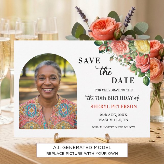 Reserva La Fecha Elegante foto floral para fiesta de cumpleaños núm (Subido por el creador)