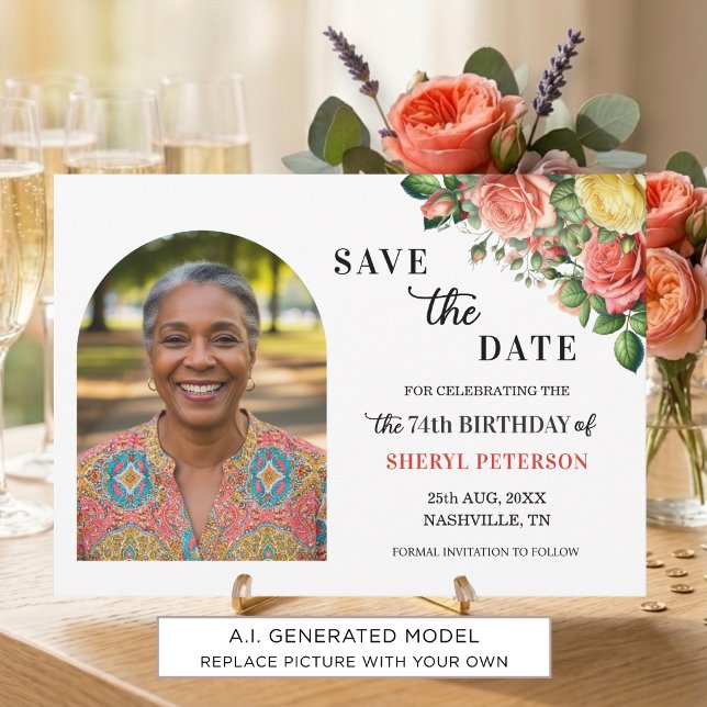 Reserva La Fecha Elegante foto floral para fiesta de cumpleaños núm (Subido por el creador)