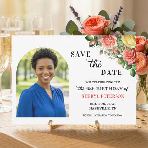 Reserva La Fecha Elegante foto floral para fiesta de cumpleaños núm