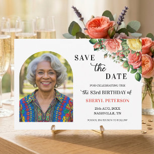 Reserva La Fecha Elegante foto floral para fiesta de cumpleaños núm