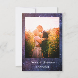 Reserva La Fecha Elegante foto galaxia Estrellas Boda de texto cele