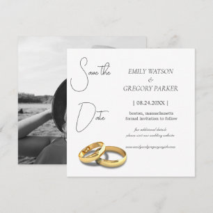 Reserva La Fecha Elegante foto minimalista del anillo de oro salva