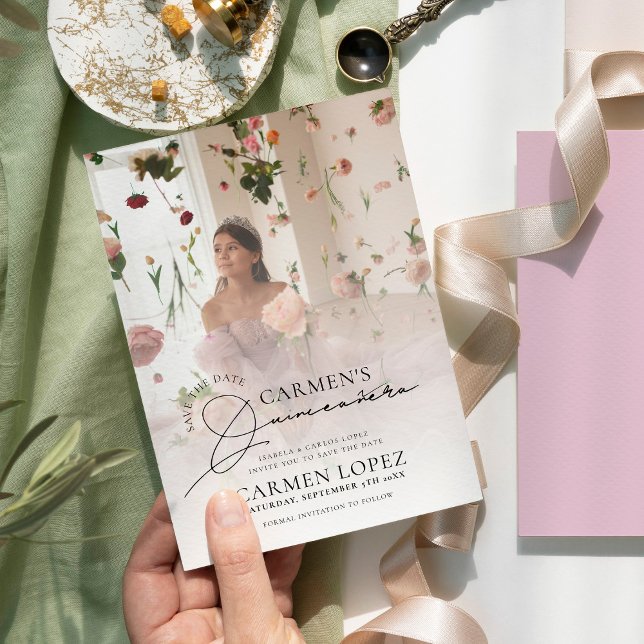 Reserva La Fecha Elegante Foto Quinceanera (Subido por el creador)