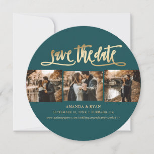 Reserva La Fecha Elegante foto Verde azulada y Boda de oro