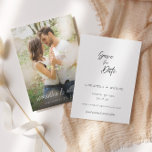 Reserva La Fecha Elegante foto y texto | Boda<br><div class="desc">Un elegante salva la invitación del boda de fotos de la fecha. Esto permite guardar la tarjeta de fecha con un tipo de letra de guión elegante con una foto. Todo el texto de la parte delantera y trasera de la tarjeta se puede personalizar con cualquier texto de su elección....</div>