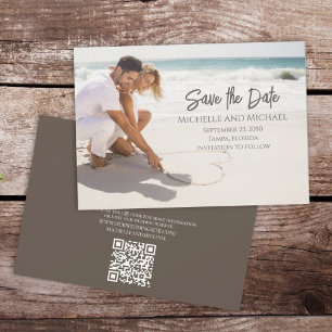 Reserva La Fecha Elegante fotográfico moderno Guardar el código QR