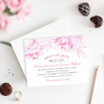 Reserva La Fecha Elegante Fuchsia Boda de peonía floral rosa y gris<br><div class="desc">La elegante y romántica boda de peones salva el diseño de la tarjeta de fecha. Color rosa fucsia luminoso y gris tirita.</div>