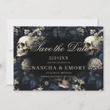 Elegante gótico Floral Skulls Boda oscuro