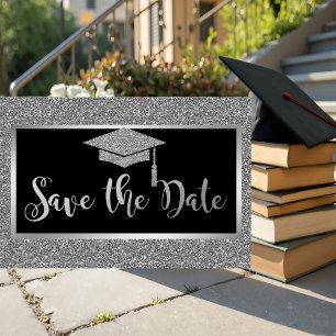 Reserva La Fecha Elegante graduación con brillo de plata Save The D