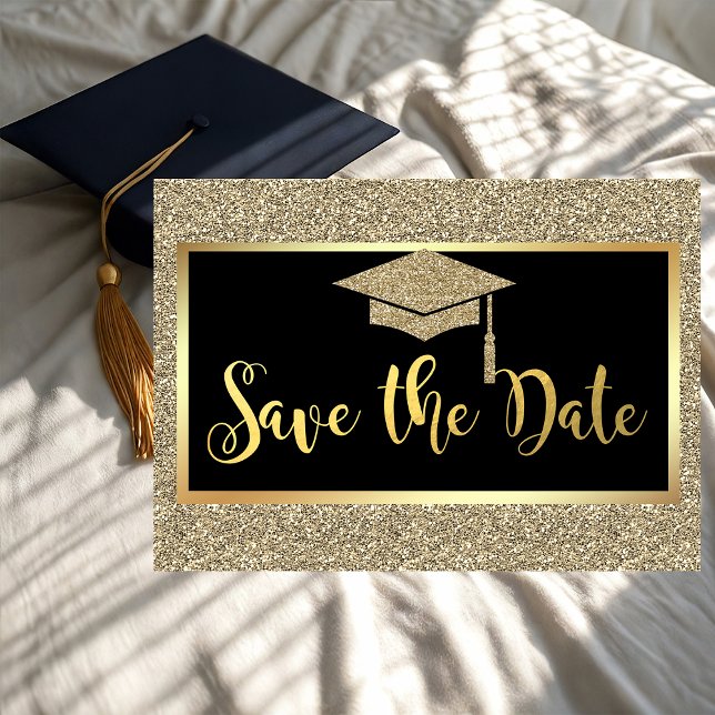 Reserva La Fecha Elegante Graduación Purpurina Faux Gold Ahorra La  (Subido por el creador)