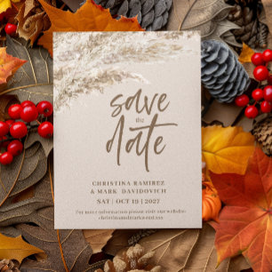 Reserva La Fecha Elegante Grasa de Pampas Marrones Caídos