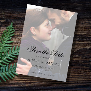 Reserva La Fecha Elegante guión 2 foto lateral Guardar Boda de fech