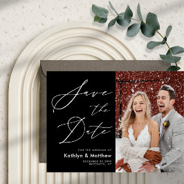 Reserva La Fecha Elegante guión blanco negro Boda de fotografía mod