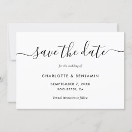 Reserva La Fecha Elegante guión Boda blanco y negro