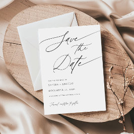 Reserva La Fecha Elegante guión Boda clásico negro y blanco