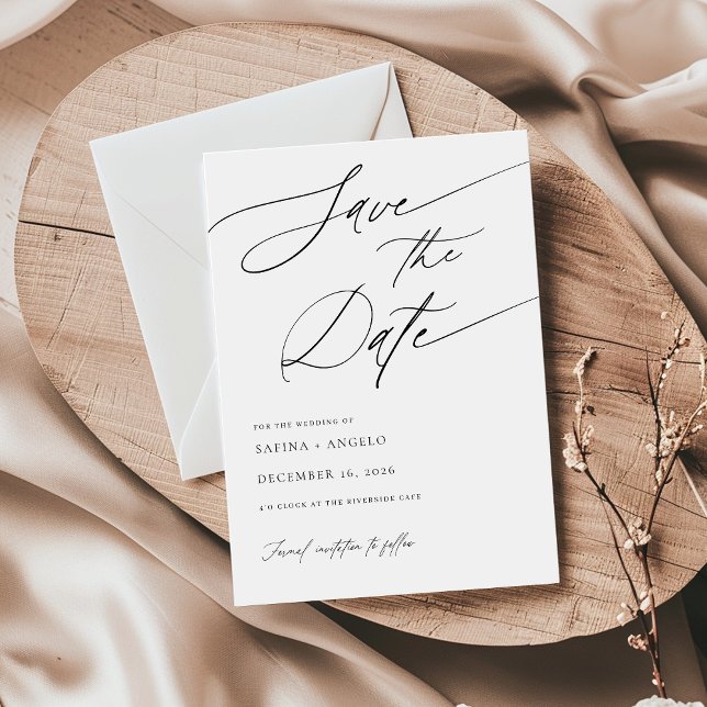 Reserva La Fecha Elegante guión Boda clásico negro y blanco (Subido por el creador)