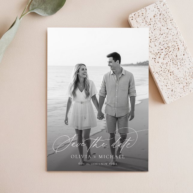 Reserva La Fecha Elegante guión Boda negro y blanco (Subido por el creador)