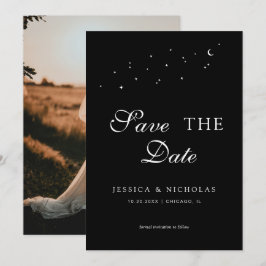 Reserva La Fecha Elegante guión celestial Boda negro foto