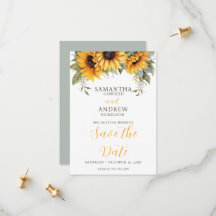 Elegante guión de boda de girasoles salva la fecha