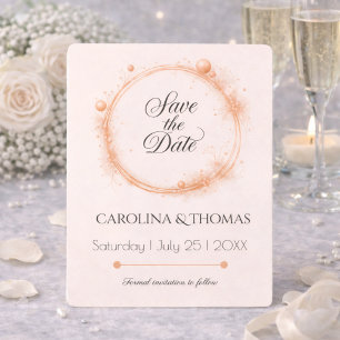 Reserva La Fecha Elegante guión de boda destello melocotón caligraf
