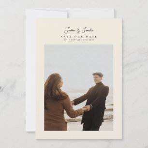 Reserva La Fecha Elegante guión de caligrafía para boda con collage