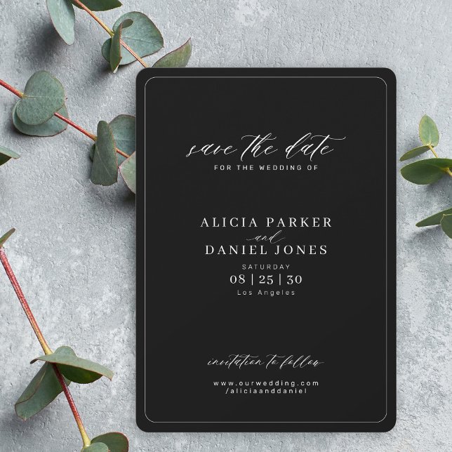 Reserva La Fecha Elegante guión de caligrafía simple boda negro (Subido por el creador)
